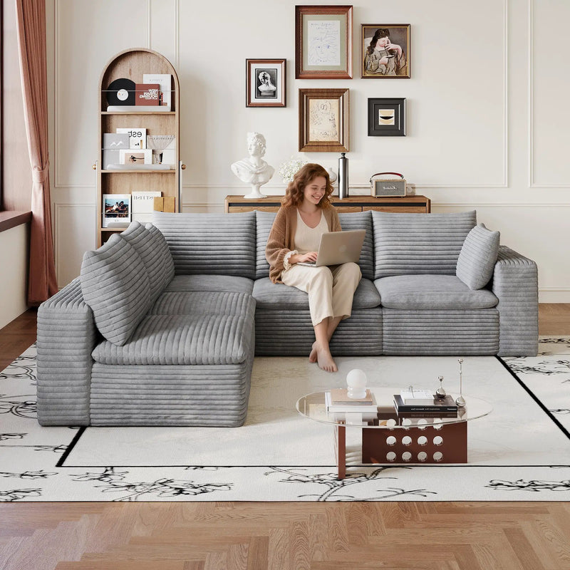 Cloud Sofa - 99*103" Corduroy Fabric by HouseOfZazla