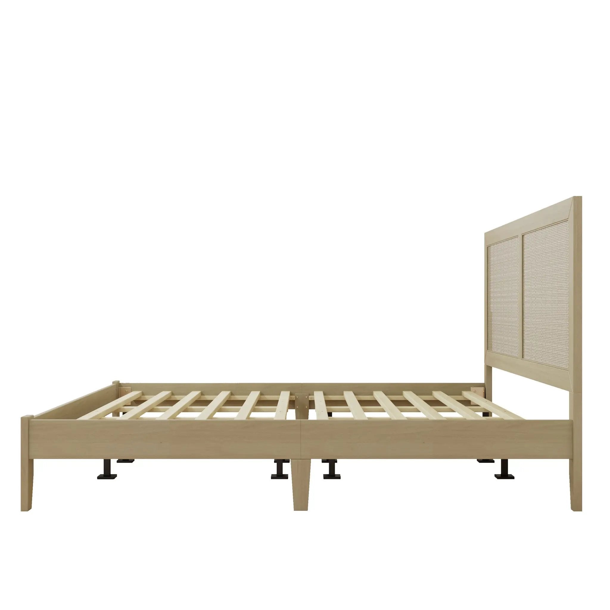 Solid Wood Platform California King Bed With Rattan by HouseOfZazla