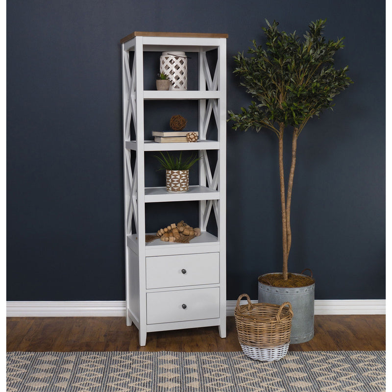 Delaney - 4 Shelf Bookcase With Top Storage Tower - White by HouseOfZazla