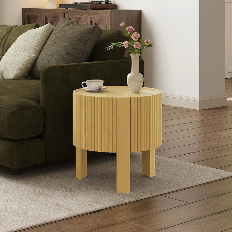 Round Fluted Side Table with Storage by HouseOfZazla