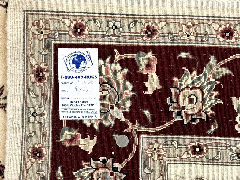 Ivory and Burgundy Pak Persian Rug 6x9 by Jewel Rugs