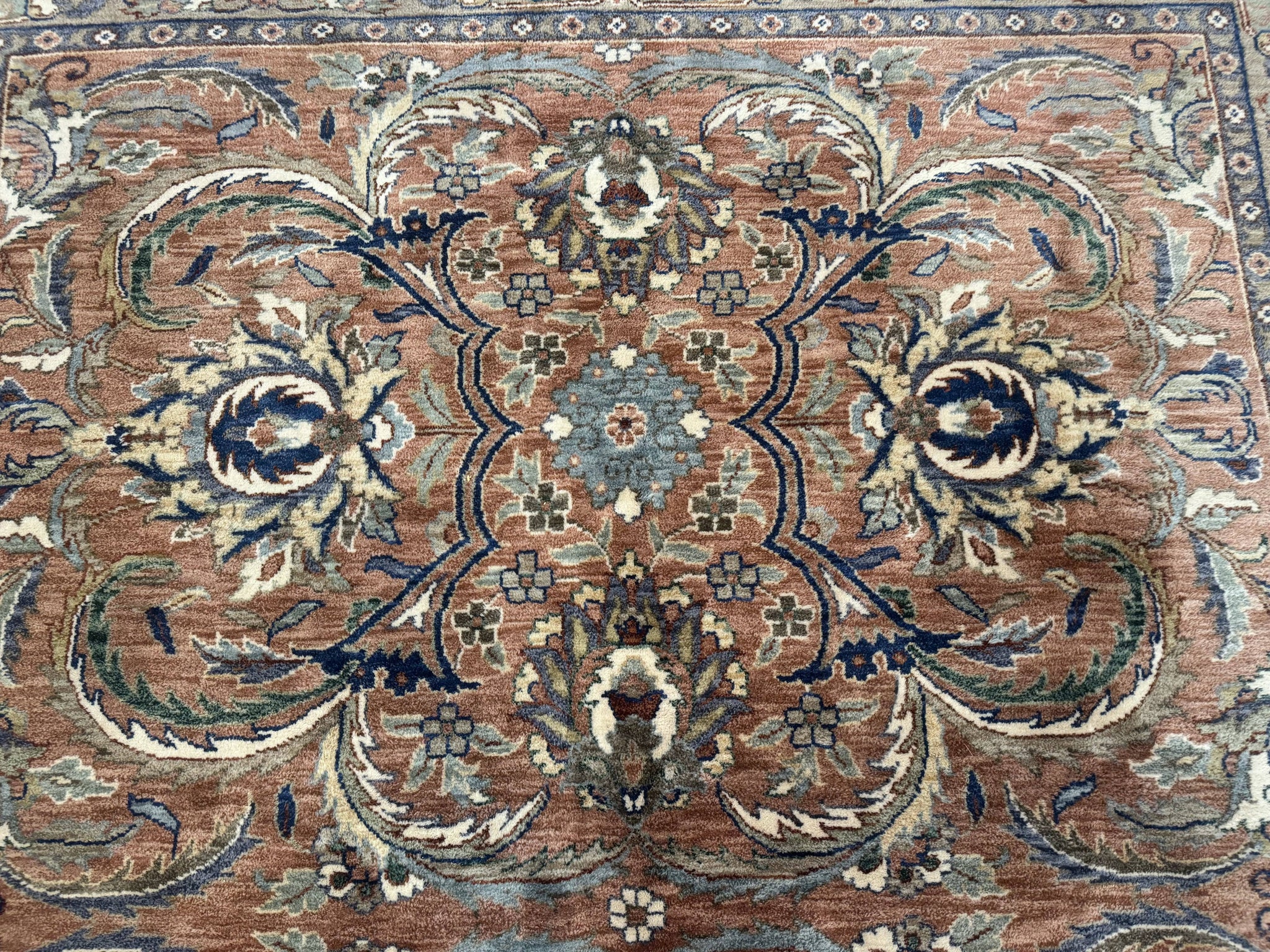 Indo Persian Mahal Rug 8x10, Traditional Wool Oriental Carpet, Pink by Jewel Rugs