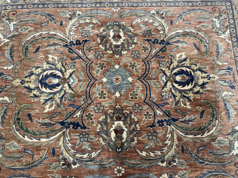 Indo Persian Mahal Rug 8x10, Traditional Wool Oriental Carpet, Pink by Jewel Rugs