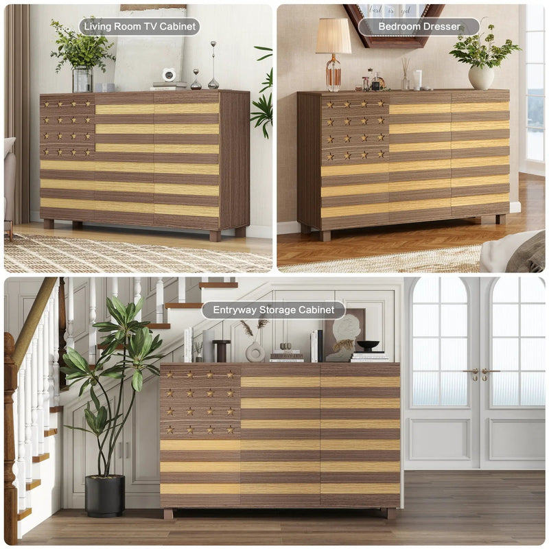 55-Inch Hand-Carved Buffet Sideboard Cabinet by HouseOfZazla