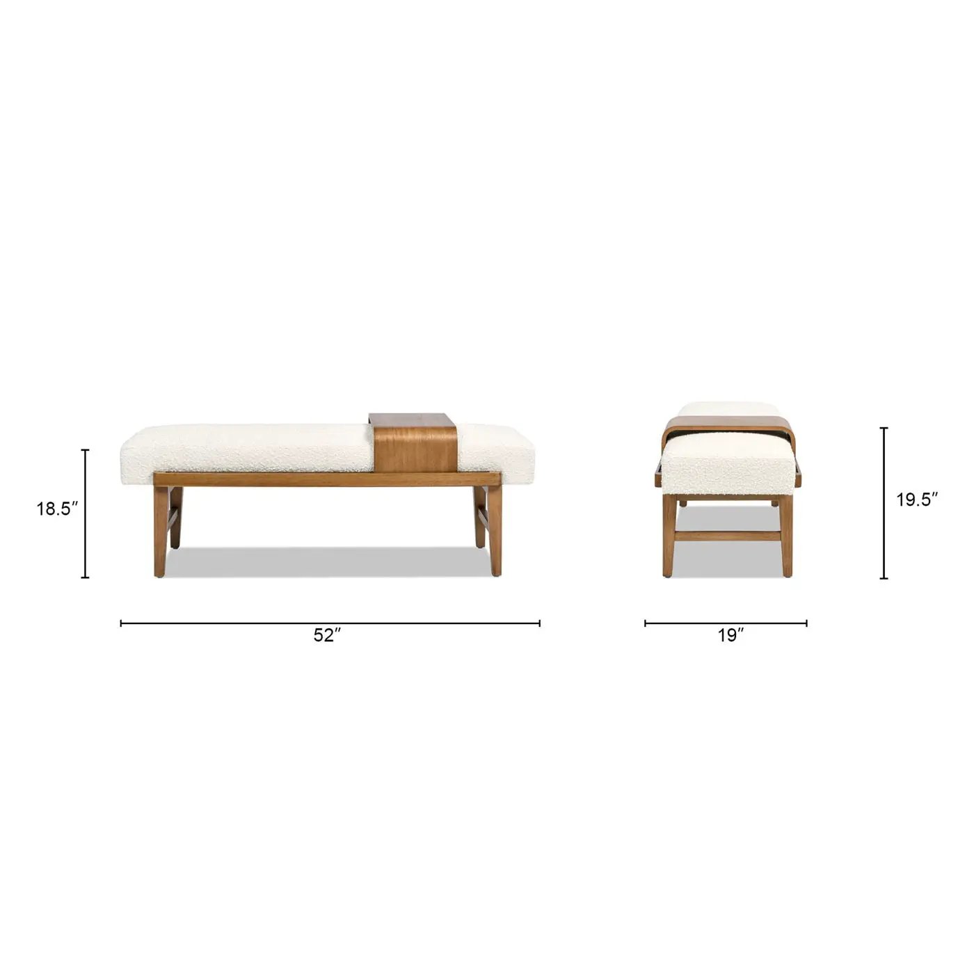 Billie - Modern Telephone Bench With Sliding Shelf - Ivory White by HouseOfZazla