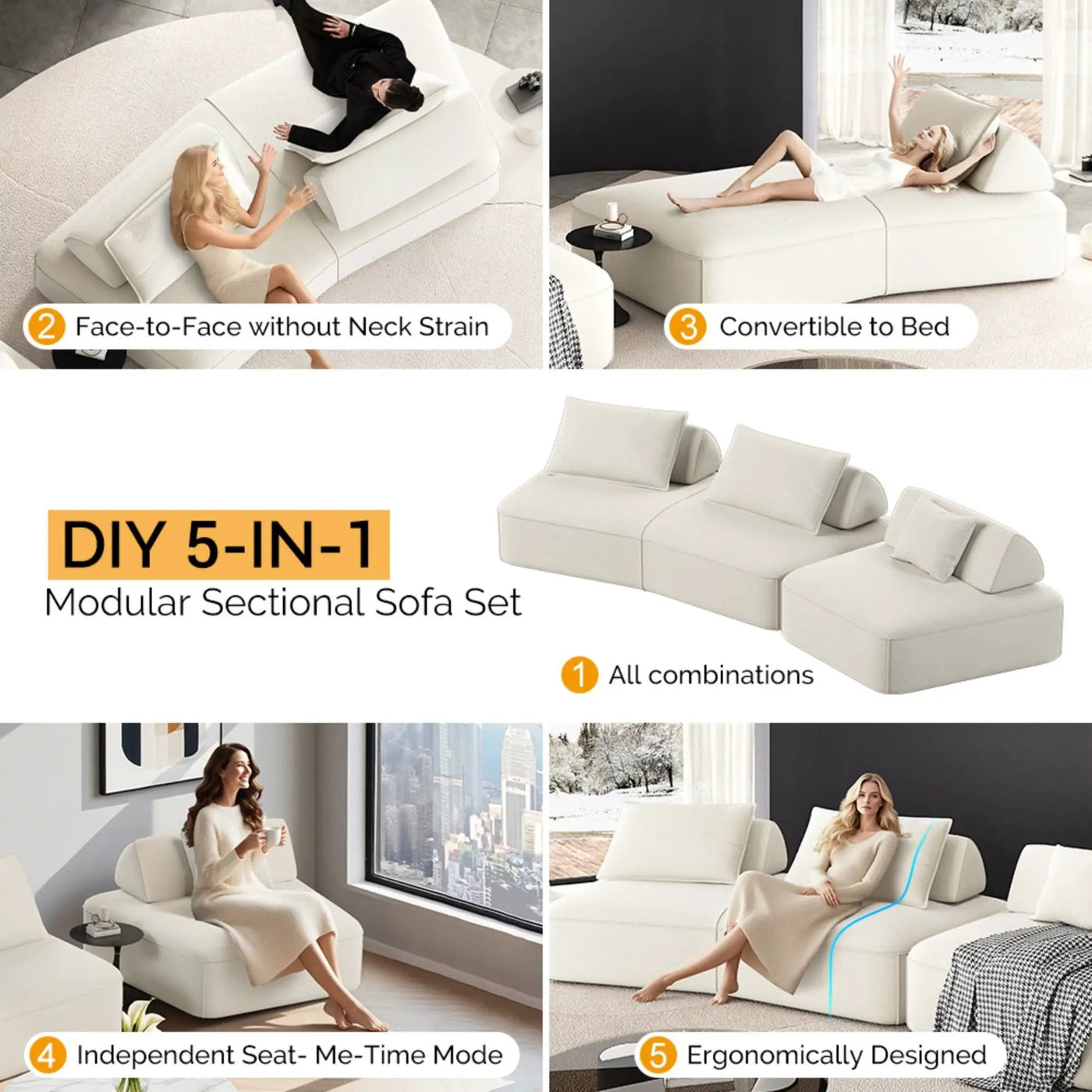 Modern Luxury Oversized Modular Sectional Sofa Set by HouseOfZazla