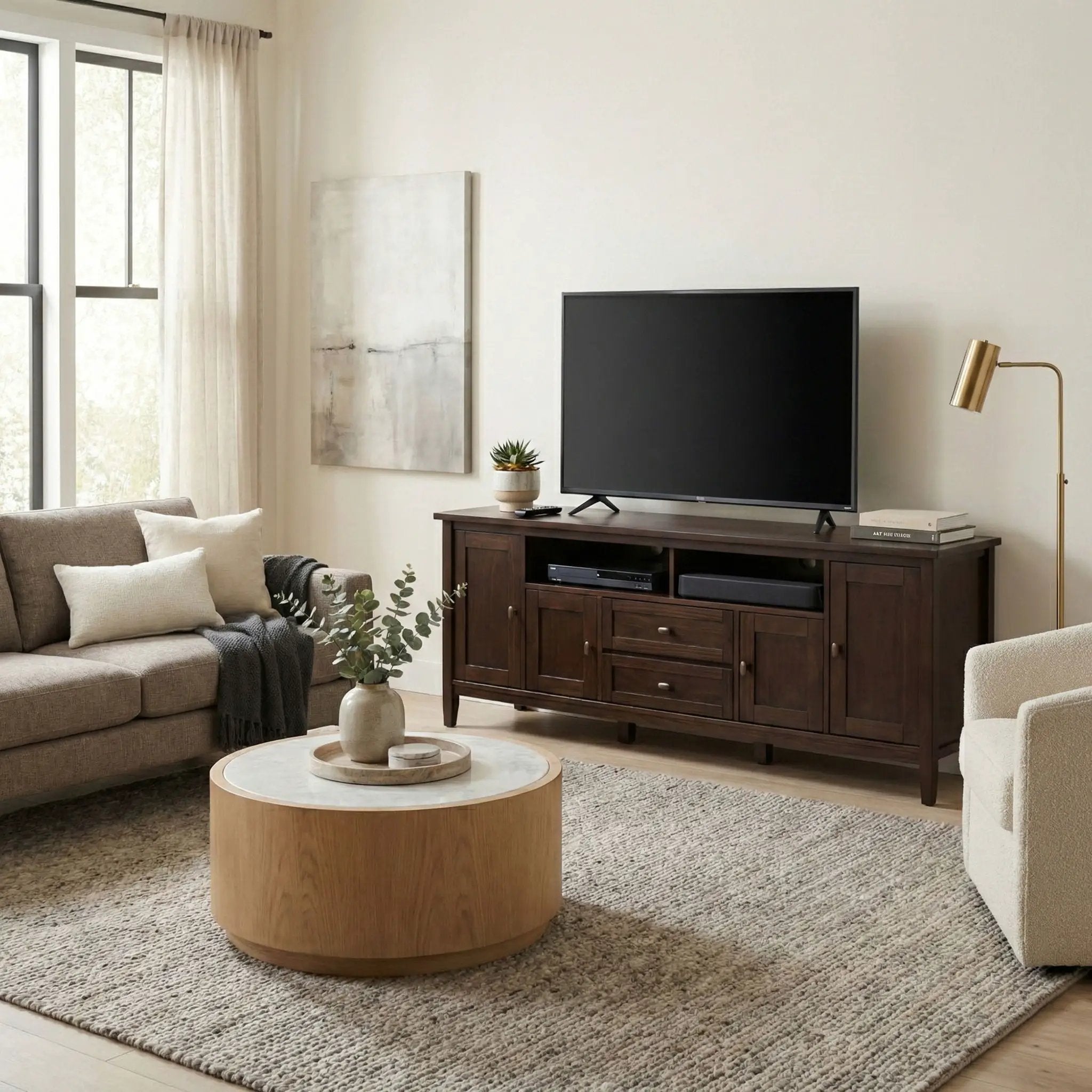 Warm Shaker - TV Media Stand Handcrafted - Tobacco Brown by Unique Piece Furniture