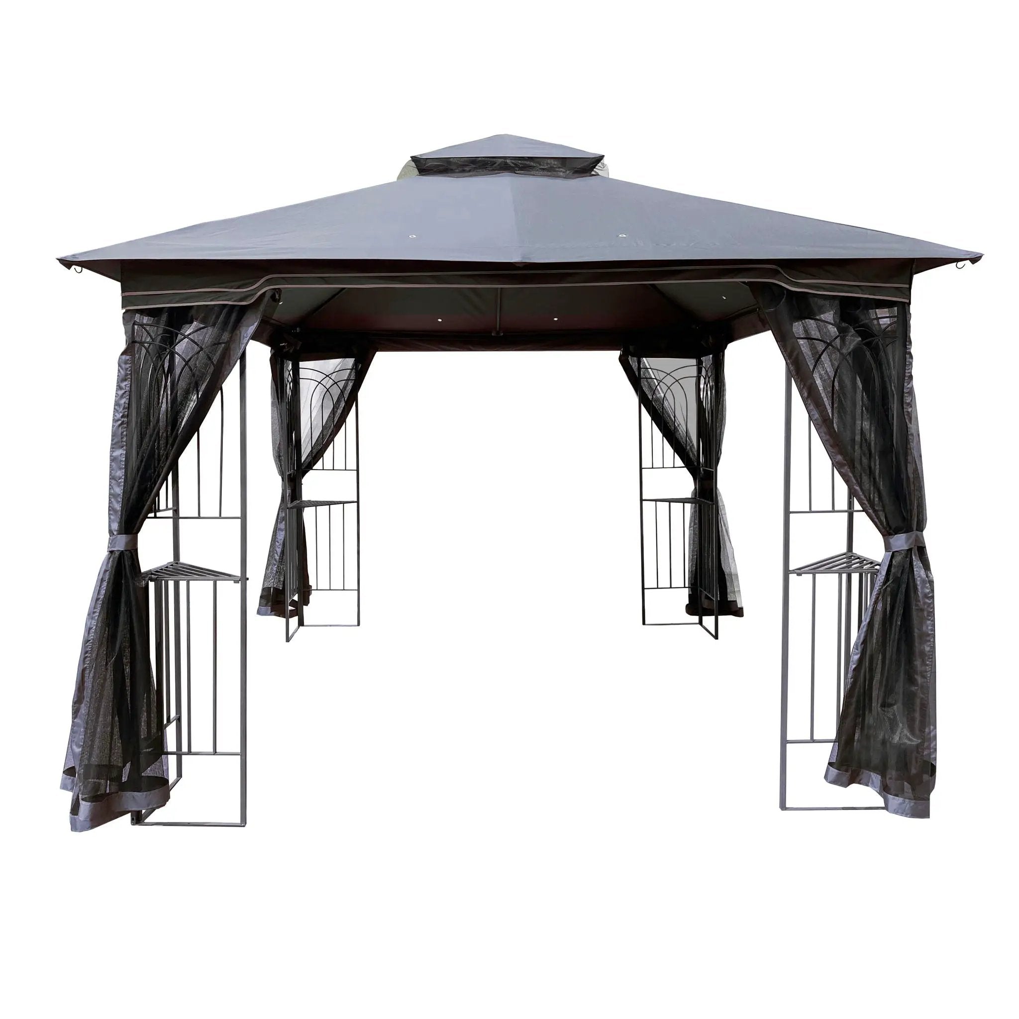 Patio Gazebo Tent With Ventilated Double Roof And Mosquito Net by Unique Piece Furniture