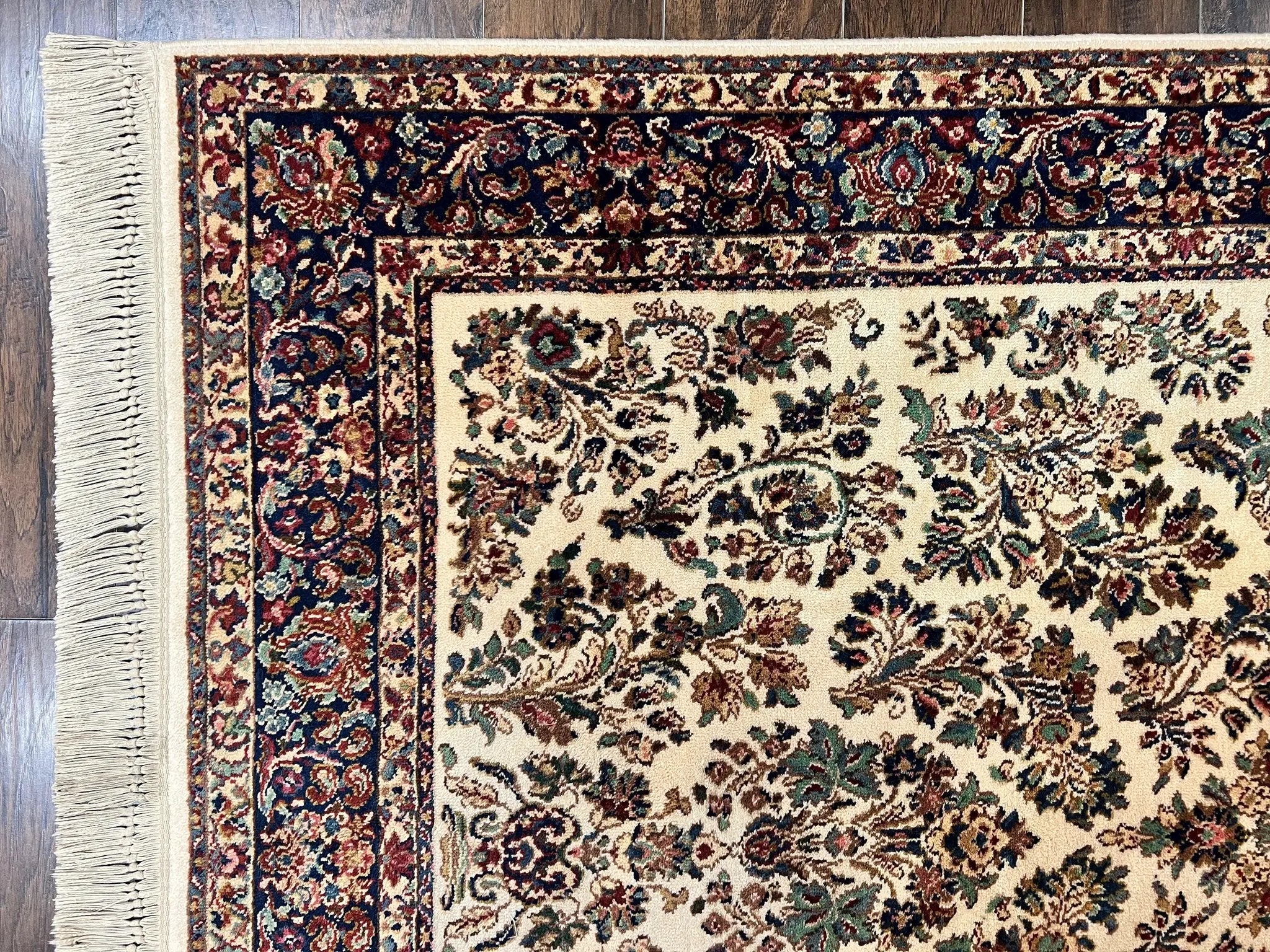 Karastan Rug 5.9 x 9 Ivory Sarouk #760, Vintage Wool Original Collection 700 Series, Discontinued by Jewel Rugs