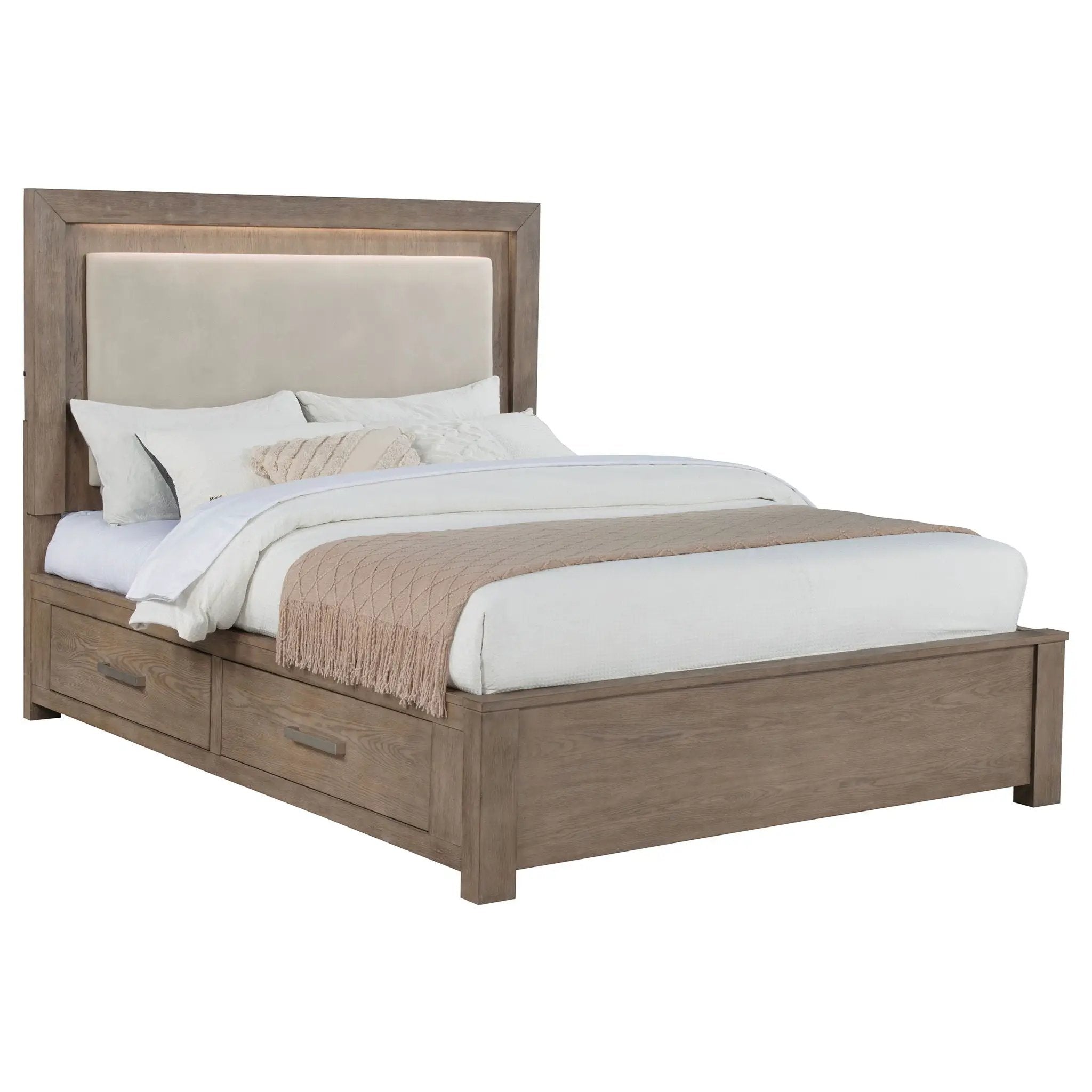Kenora 56-inch Queen LED Storage Bed Barley Brown by Unique Piece Furniture