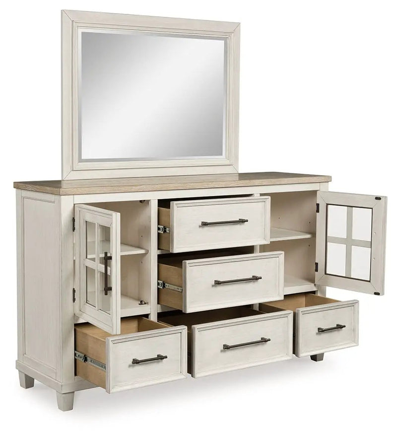 Shaybrock - Dresser And Mirror - Antique White / Brown by Unique Piece Furniture