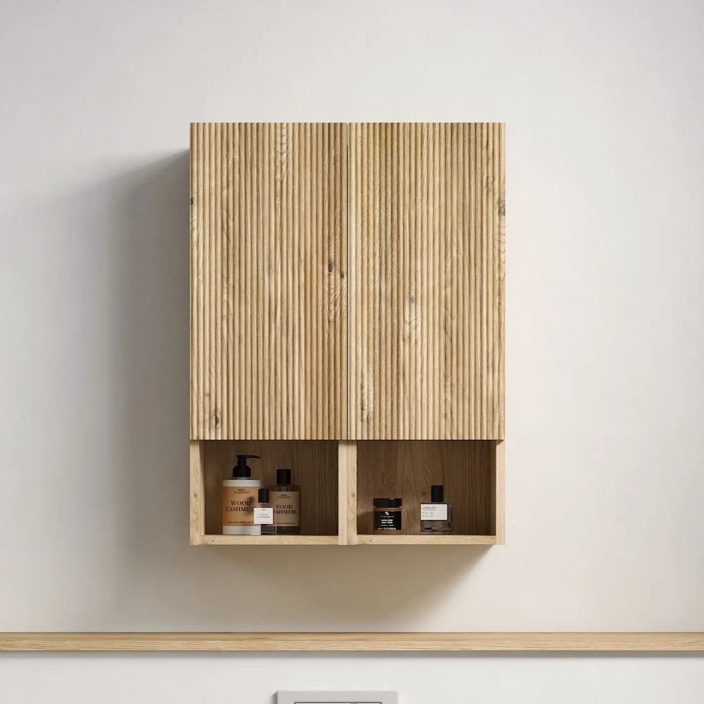 Abay Home Chic Striped Texture Bathroom Storage Cabinet by HouseOfZazla