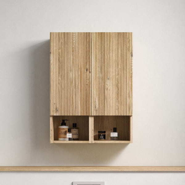 Abay Home Chic Striped Texture Bathroom Storage Cabinet