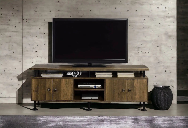 Ensata II - TV Stand - Rustic Oak / Black by Unique Piece Furniture