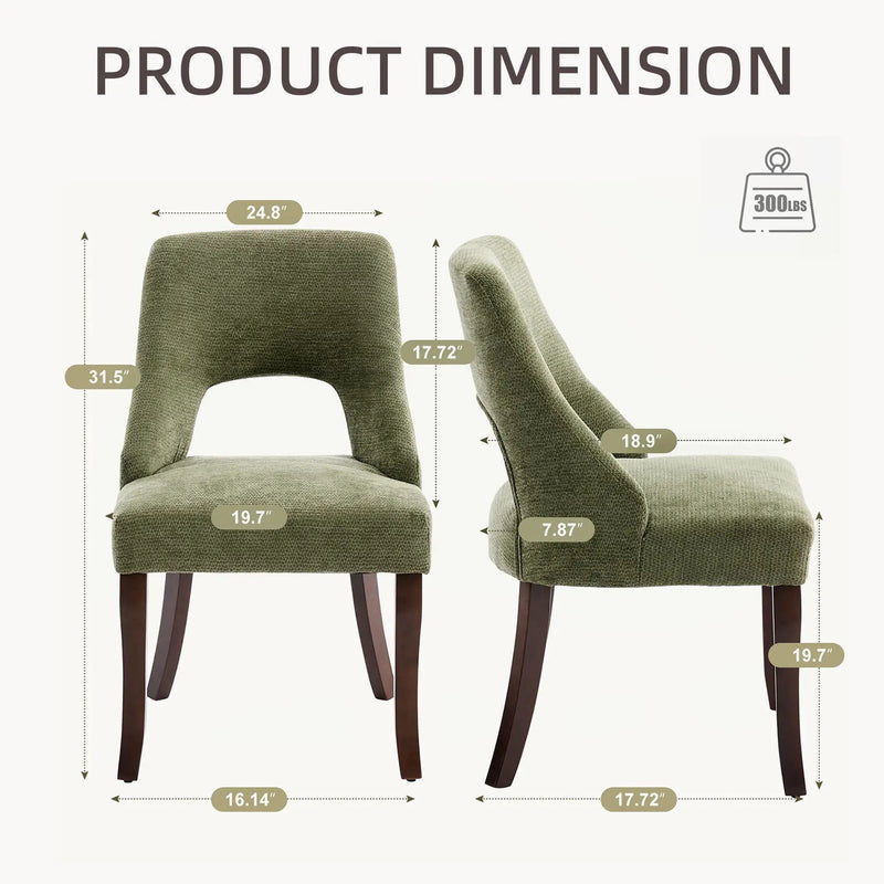 Upholstered Dining Chair With Curved Legs (Set of 2) - Green by Unique Piece Furniture