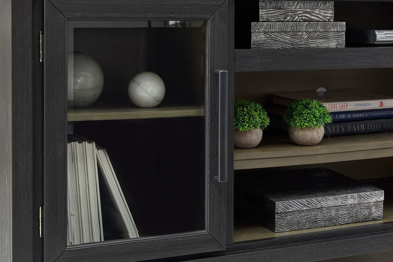 Foyland - XL TV Stand w/Fireplace Option - Black / Brown by Unique Piece Furniture