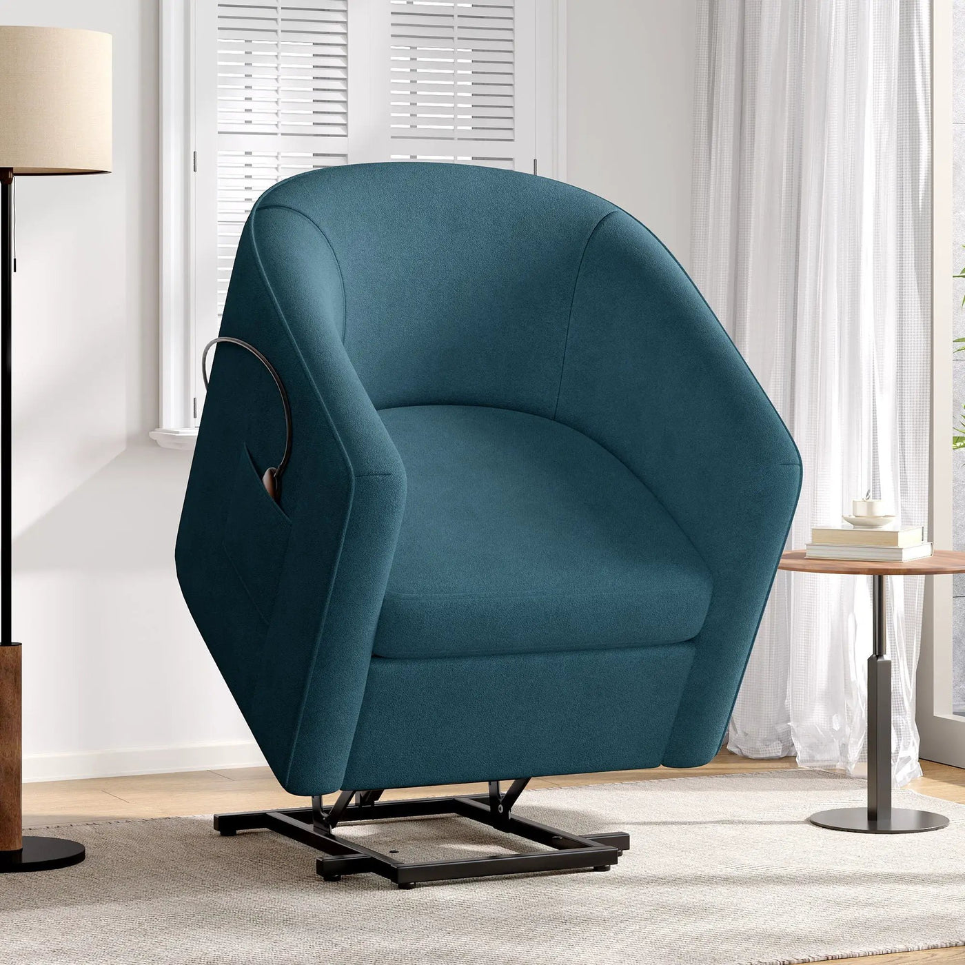 Power Lift Recliner Barrel Shape Reclining Chair With Footrest And Side Pocket by HouseOfZazla