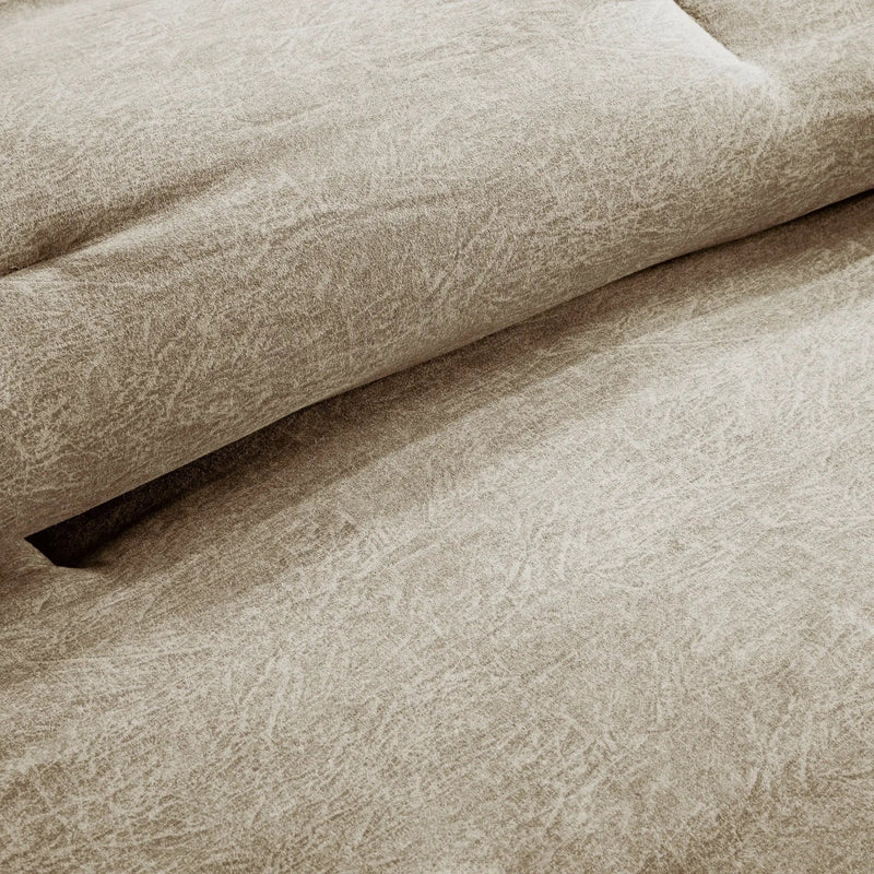 7 Piece Faux Suede Comforter Set Tan King by HouseOfZazla
