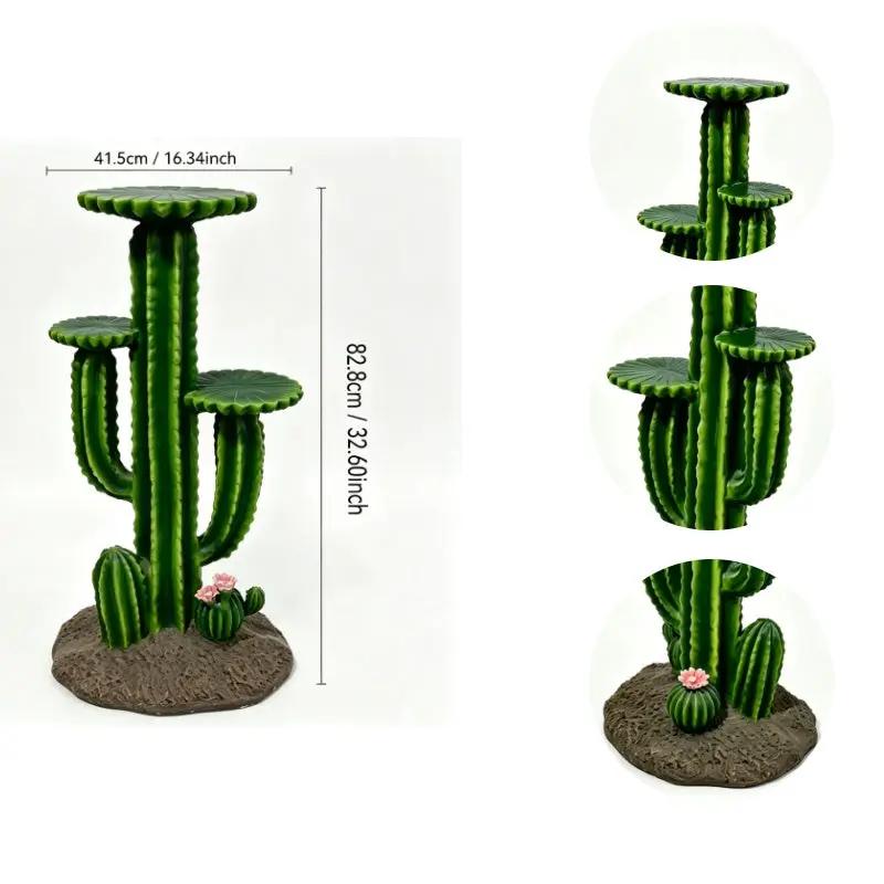 32'' Resin Saguaro Cactus Plant Stand with 3 Display Shelves by HouseOfZazla