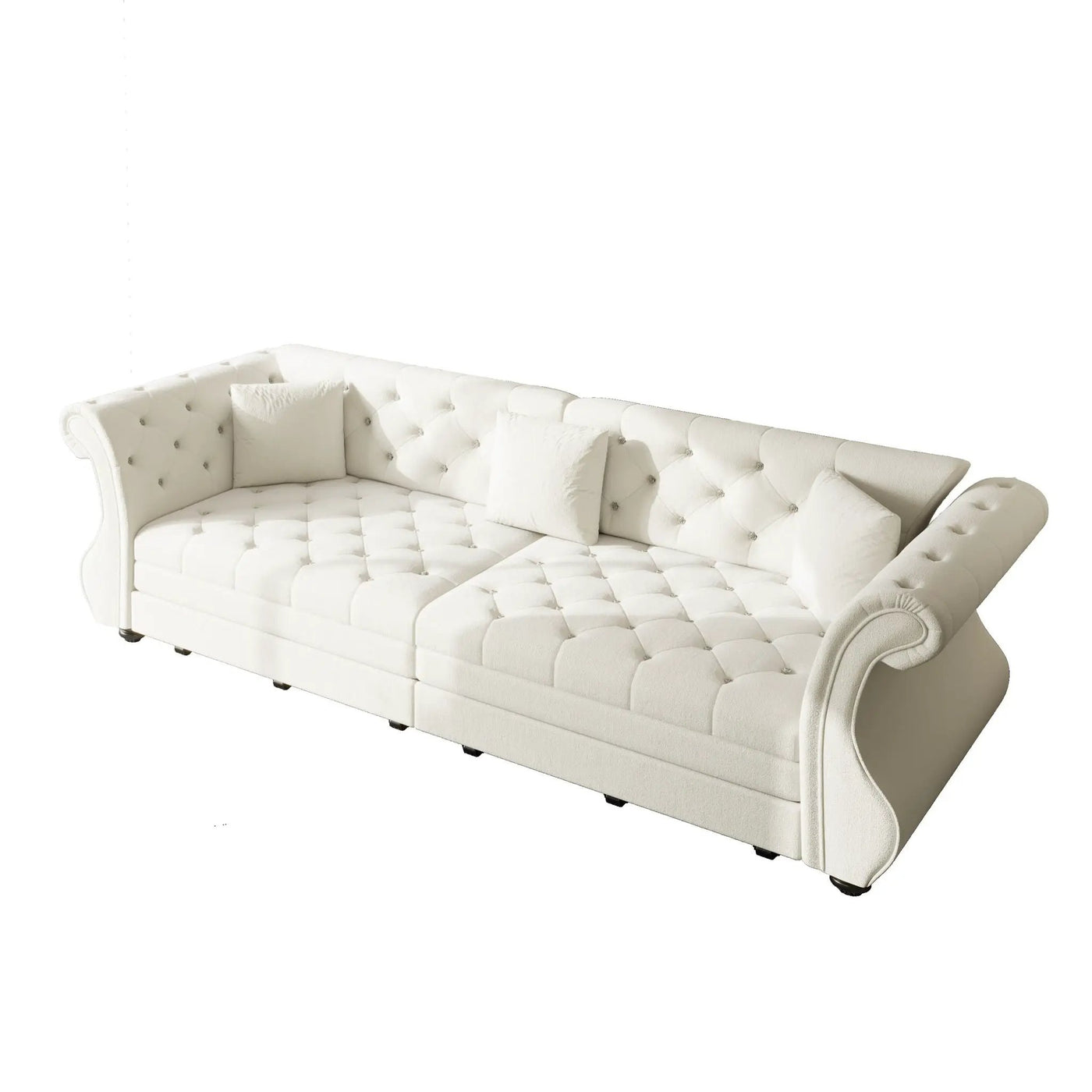 Oversized Chesterfield Pull Out Sofa Bed, Roll Arm Couch With Flower Tufting For Living Room by HouseOfZazla