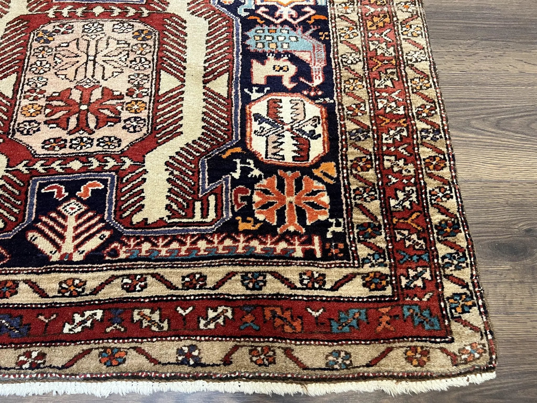 Persian Ardabil Wide Runner Rug 4x10 - Geometric Medallions & Animal Pictorials by Jewel Rugs