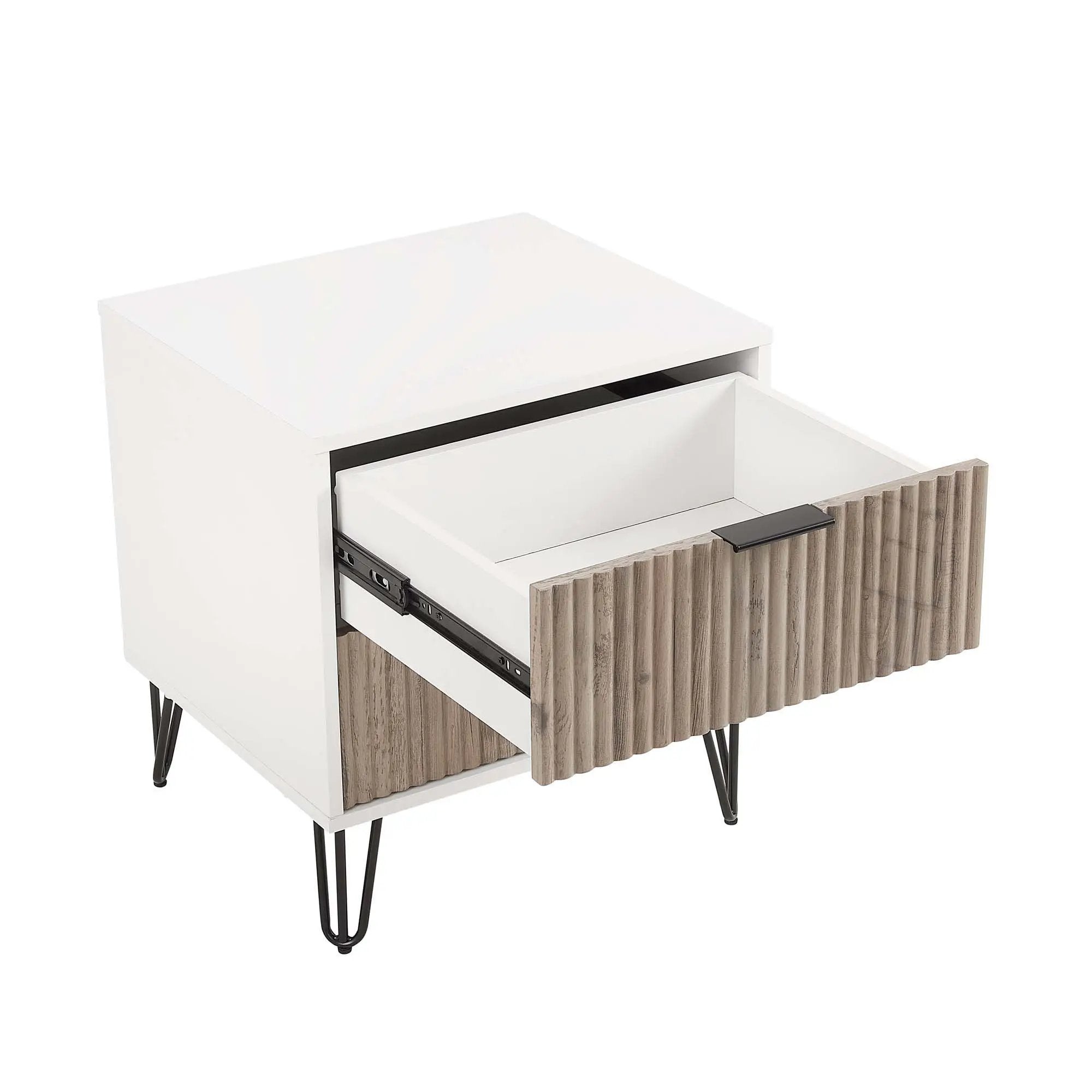 Dumbo - Fluted Nightstand With 2 Drawers - Gray / White by HouseOfZazla
