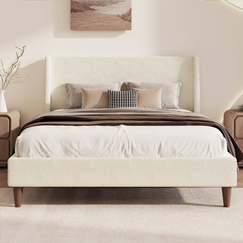 Upholstered Modern Platform Bed With Wingback Headboard by HouseOfZazla