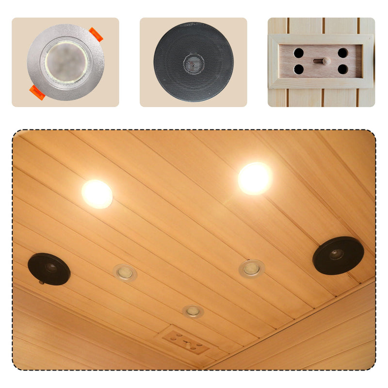 Low Emf Front Door With Heating Panel 2 Persons Hemlock Far Infrared Corner Indoor Sauna Room - Natural by HouseOfZazla