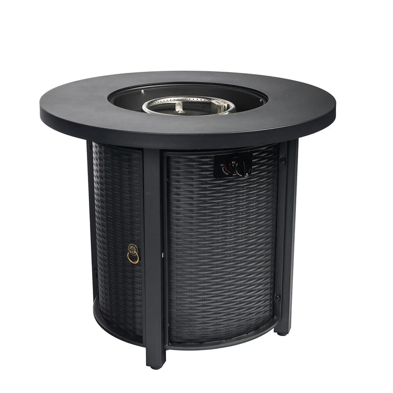 30" Propane Gas Fire Pit Table, 50000 BTU Round Steel Fire Pit by HouseOfZazla