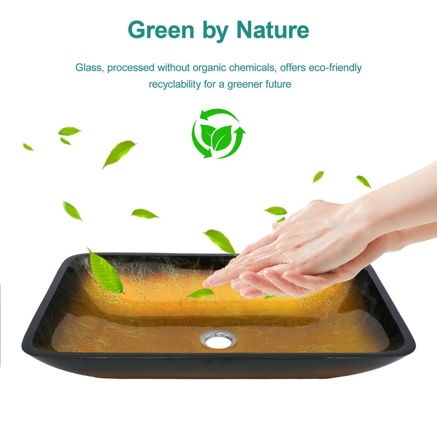 Gradient Tempered Glass Vessel Sink With Pop-Up Drain by HouseOfZazla