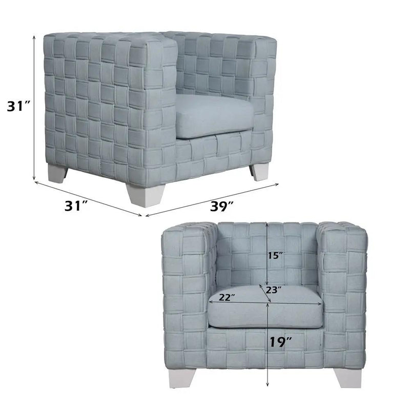 Saree - Chair - Light Teal Chenille & White by Unique Piece Furniture