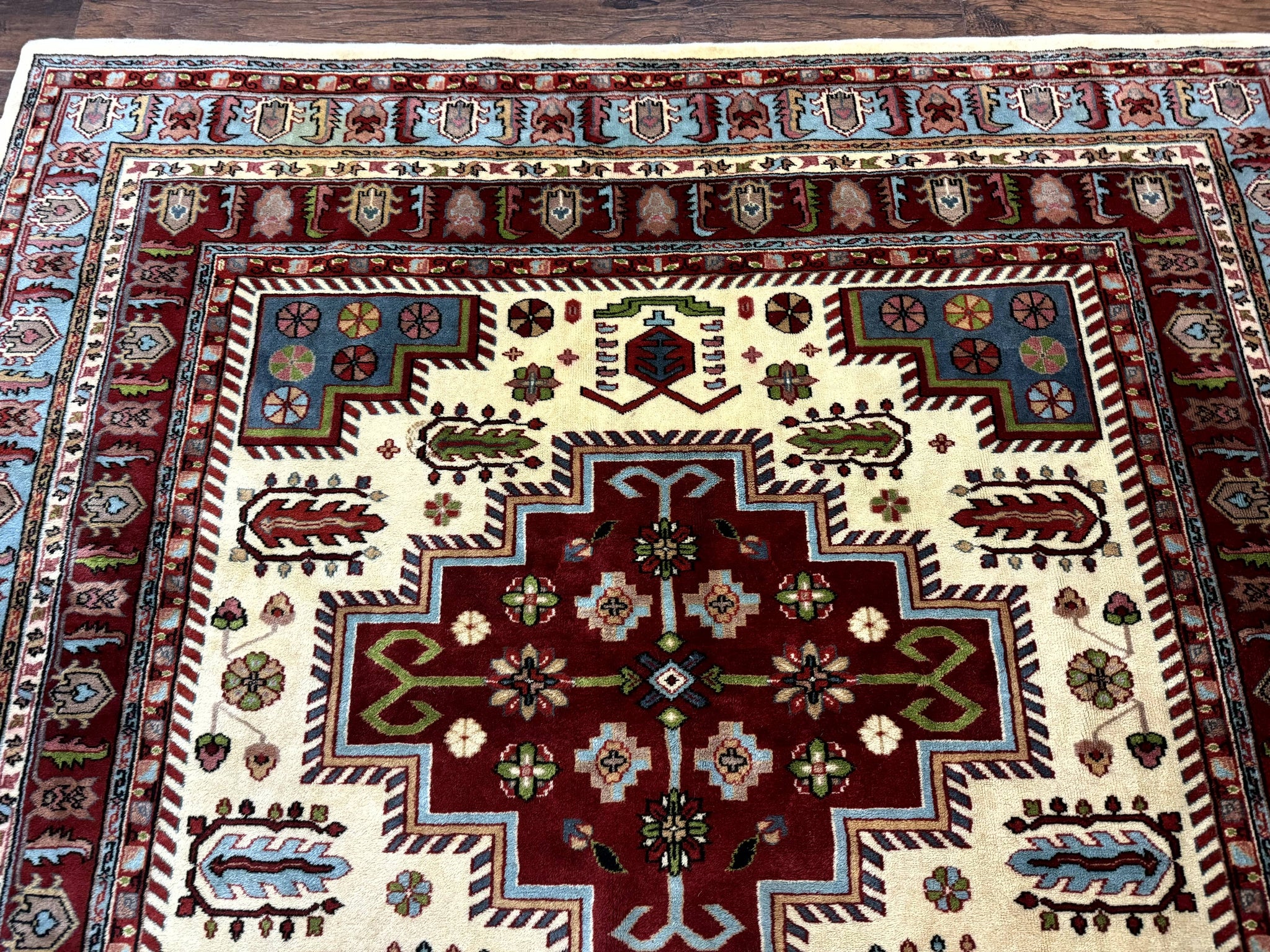 Turkish Kazak Rug 6x9, Geometric Medallions by Jewel Rugs