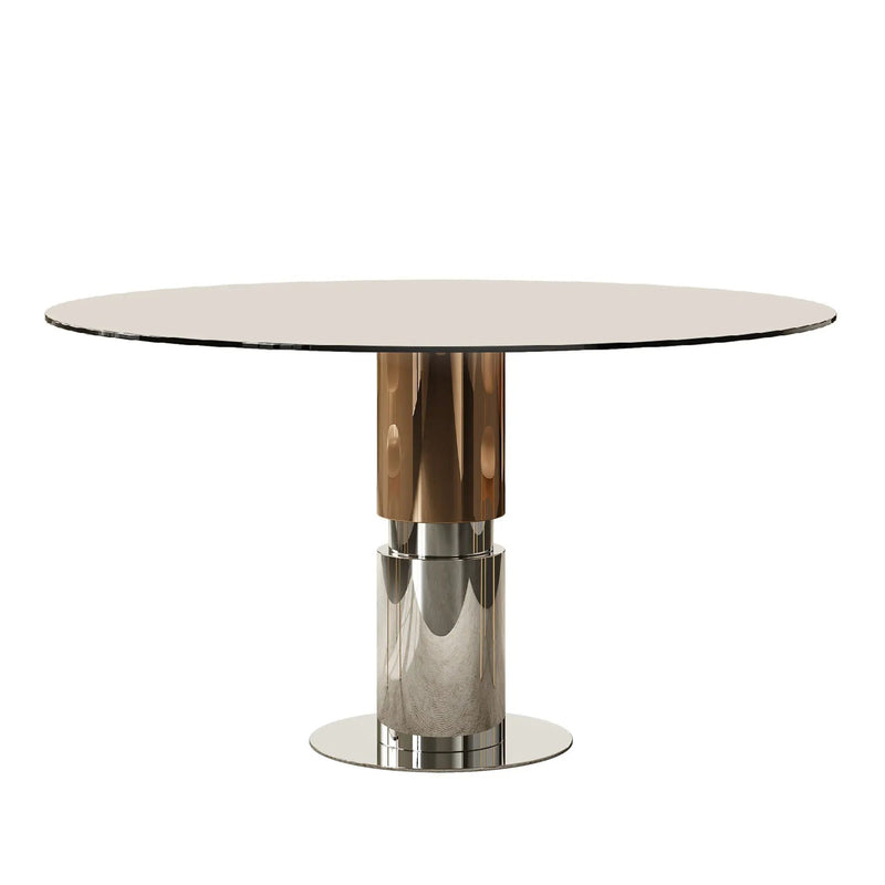 Round Glass Dining Table, Suitable For 2 - 4 People - Brown by HouseOfZazla