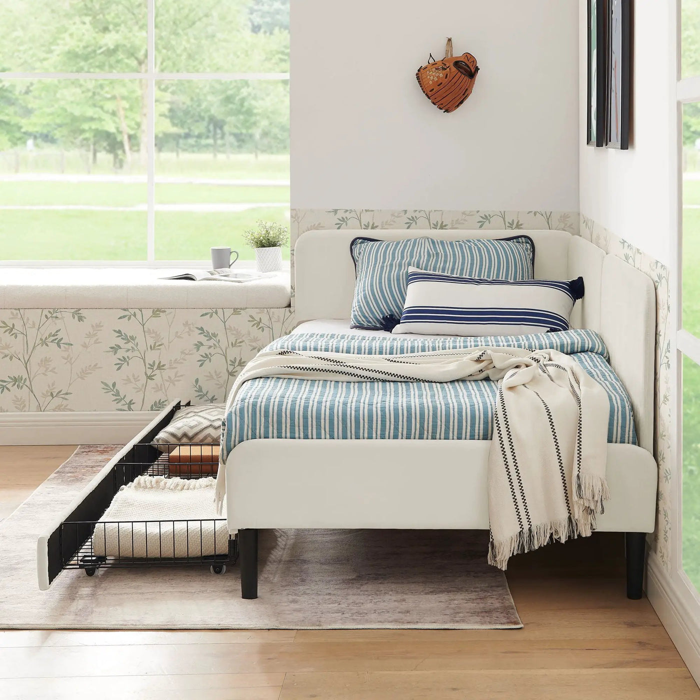 Upholstered Platform Bed Frame With 2 Storage Drawers And Adjustable Sofa Bed by Unique Piece Furniture