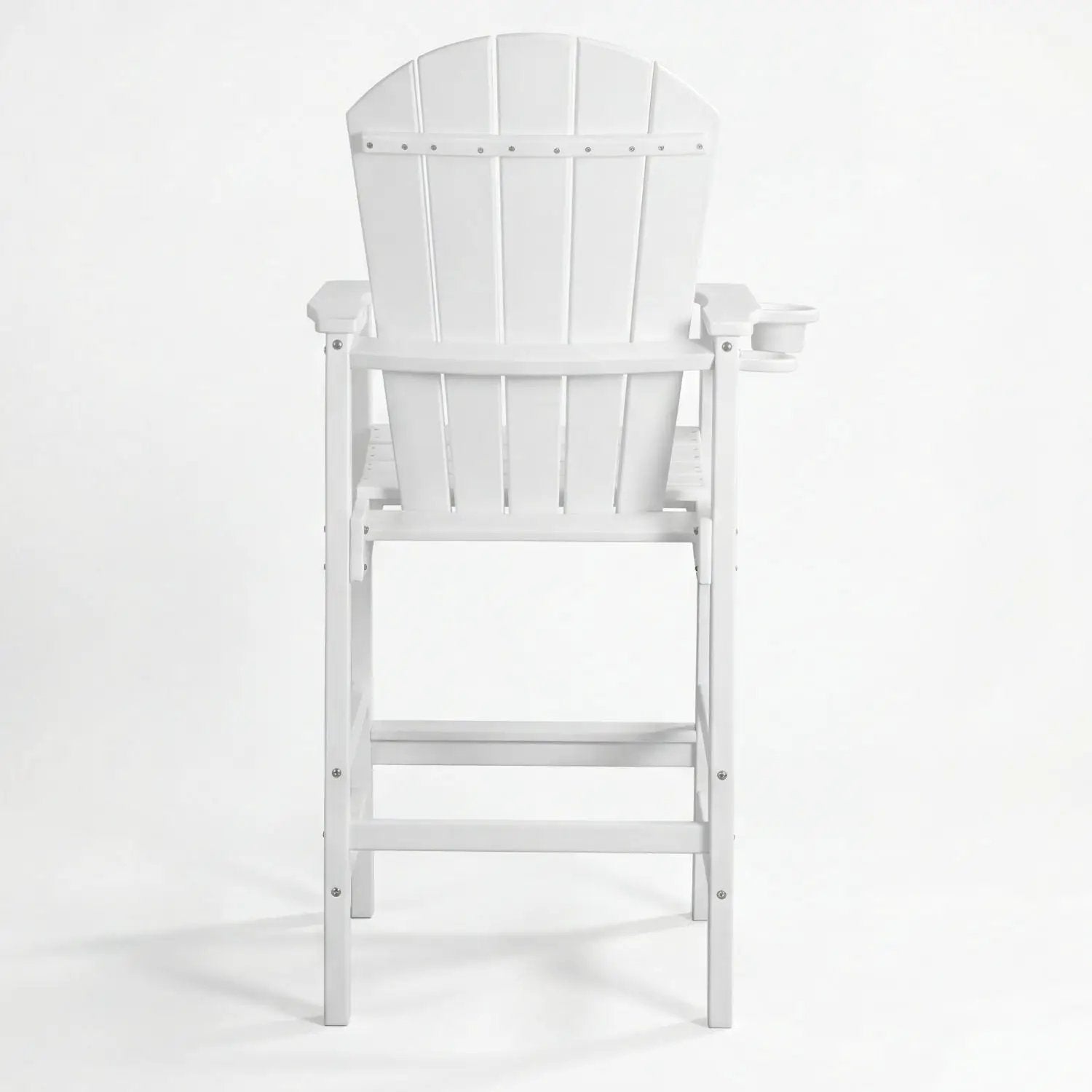 Outdoor Bar Height Adirondack Patio Chair With Cup Holder And Armrests All Weather UV Resistant - White by HouseOfZazla