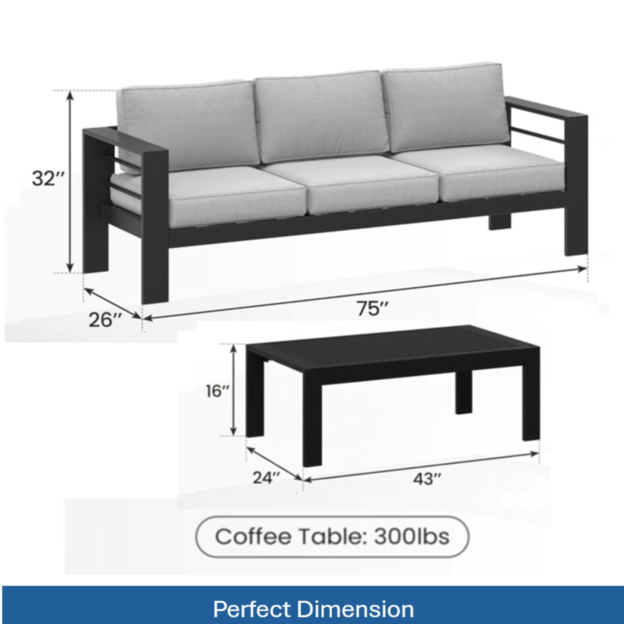 Outdoor Patio Set, All-Weather With Thick Cushions by HouseOfZazla