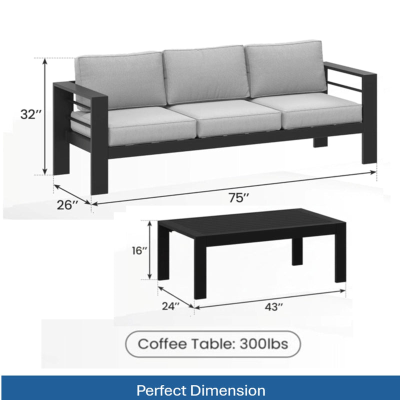 Outdoor Patio Set, All-Weather With Thick Cushions by HouseOfZazla