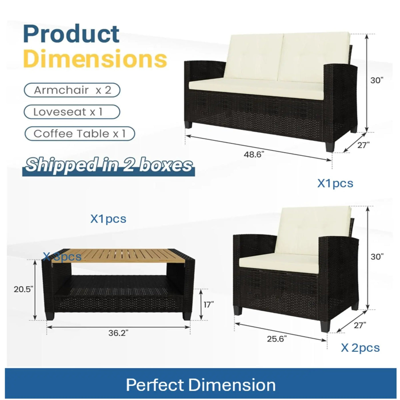 Modern All-Weather Patio Set With Cushions And Table by HouseOfZazla