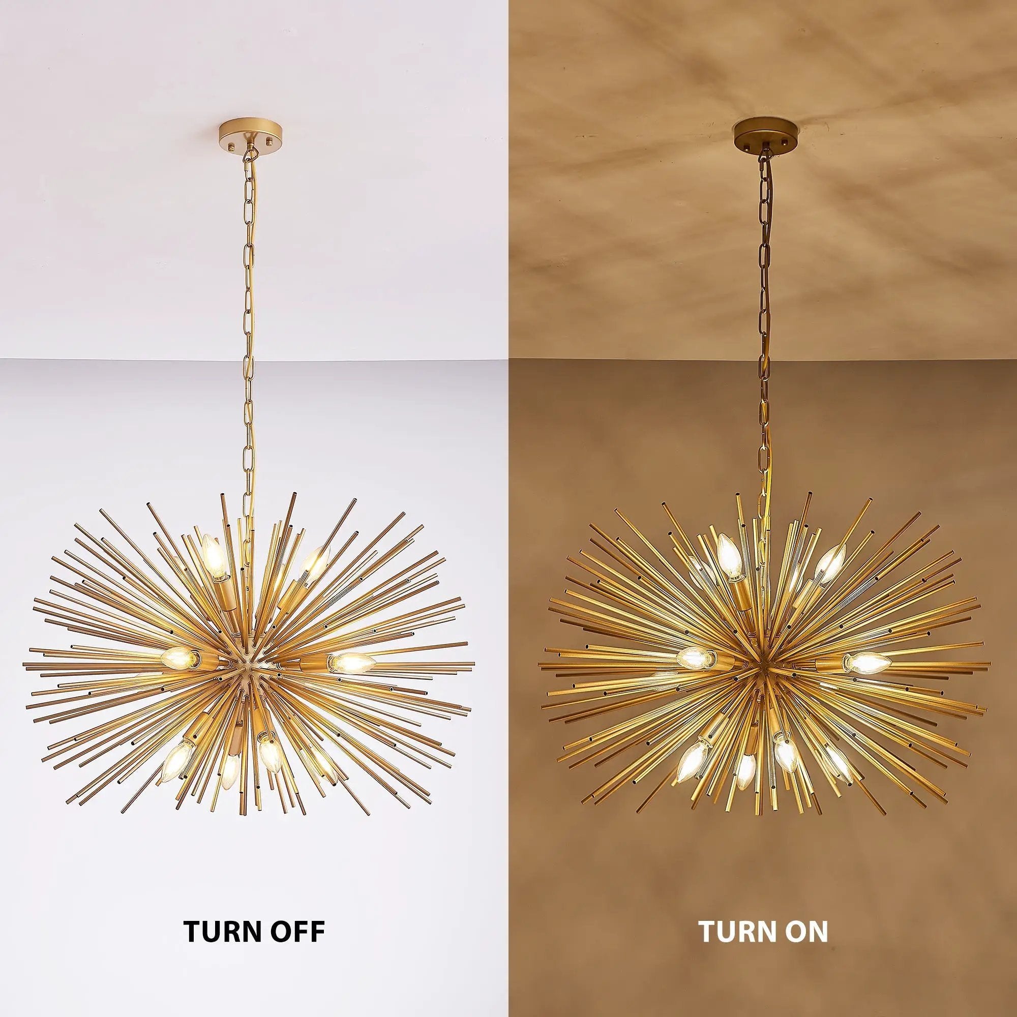 29" Mid-Century Modern 12-Light Starburst Chandelier by HouseOfZazla