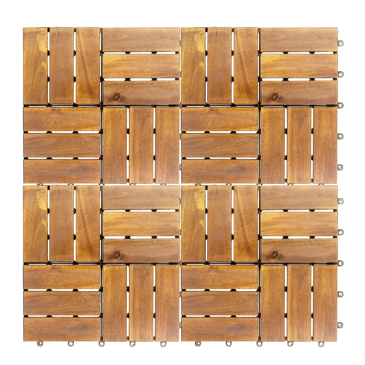 12 in. x 12 in. Acacia 12 Slats Checker Deck Tiles - 30 Pieces by HouseOfZazla