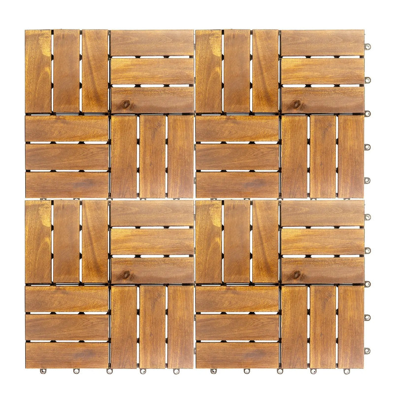 12 in. x 12 in. Acacia 12 Slats Checker Deck Tiles - 30 Pieces by HouseOfZazla
