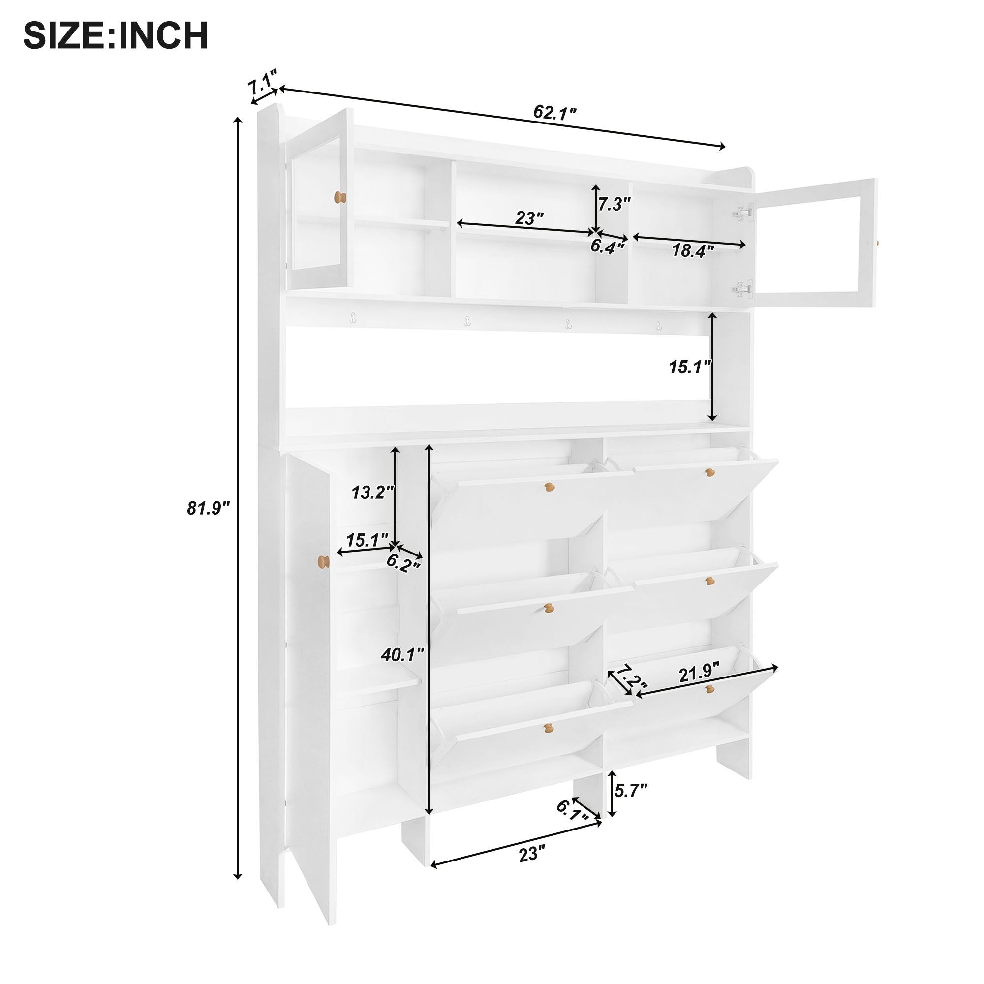On Trend Multifunctional Tipping Bucket Shoe Cabinet With Storage Shelf & 6 Flip Drawers by Unique Piece Furniture
