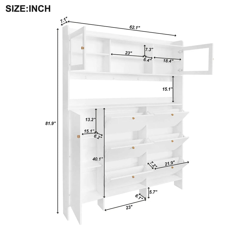 On Trend Multifunctional Tipping Bucket Shoe Cabinet With Storage Shelf & 6 Flip Drawers by HouseOfZazla