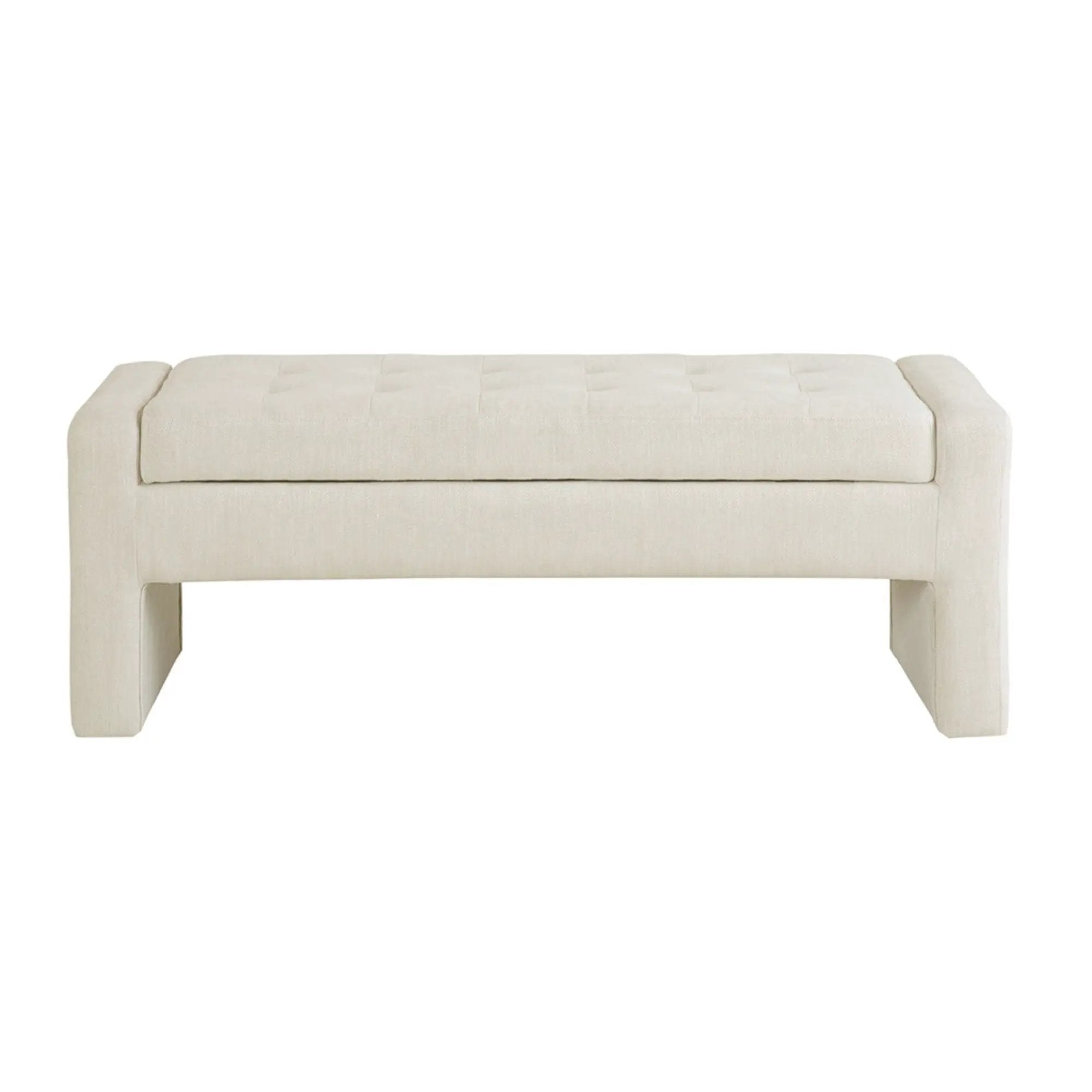 Elegant Soft Close Storage Bench Polyester Upholstery - Cream by Unique Piece Furniture