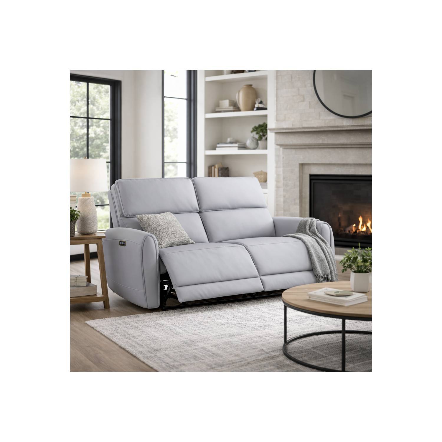 Jeromie - Power Motion Loveseat With USB Port - Gray by HouseOfZazla