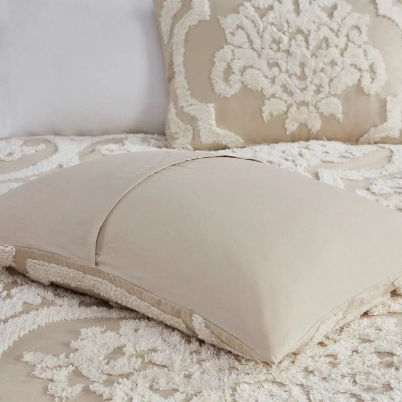 King/Cal King 3 Piece Tufted Cotton Chenille Damask Duvet Cover Set by HouseOfZazla