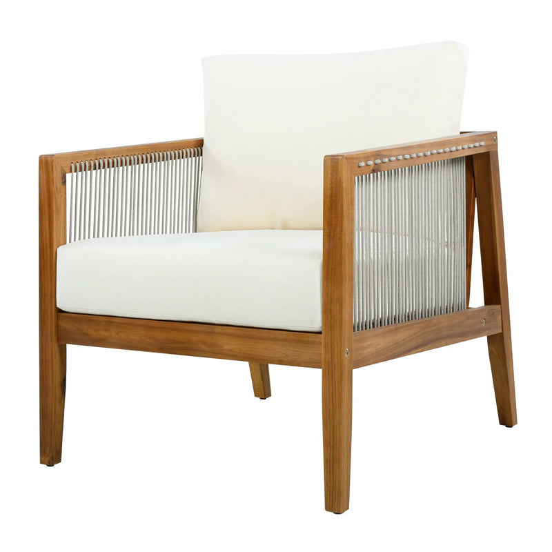 Outdoor Club Chair (Set of 1) - Acacia Wood Frame with Rope Back by HouseOfZazla