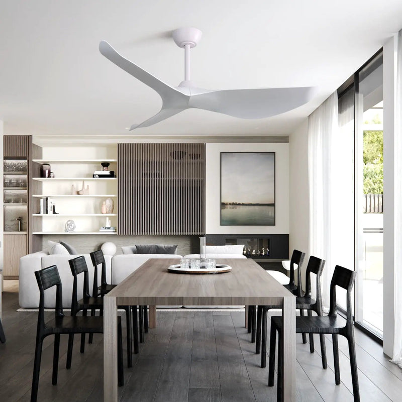Indoor Ceiling Fan Without Light, 6 Speeds Reversible DC Motor, 3 ABS Blade Ceiling Fan White For Bedroom - White by HouseOfZazla