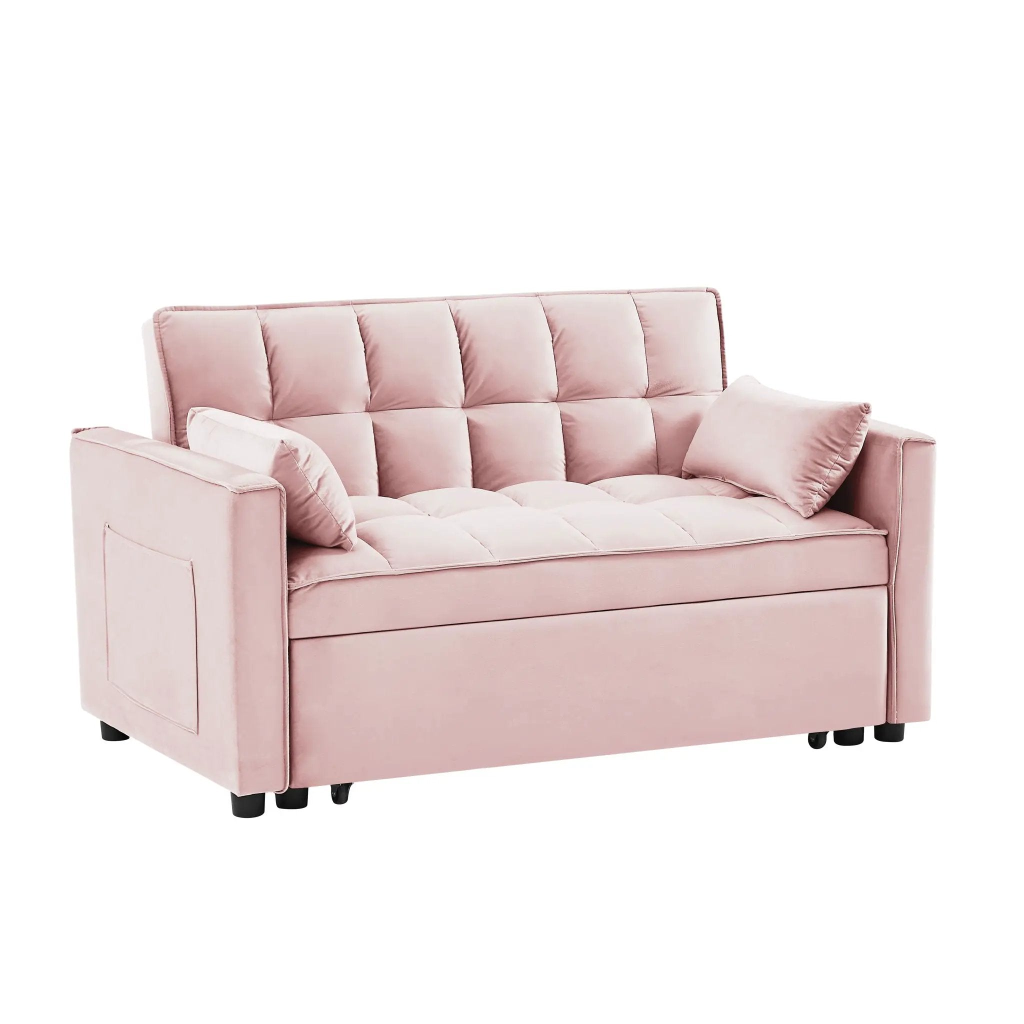 Modern Convertible Loveseat Futon Sofa With Pullout Bed, Reclining Backrest by HouseOfZazla