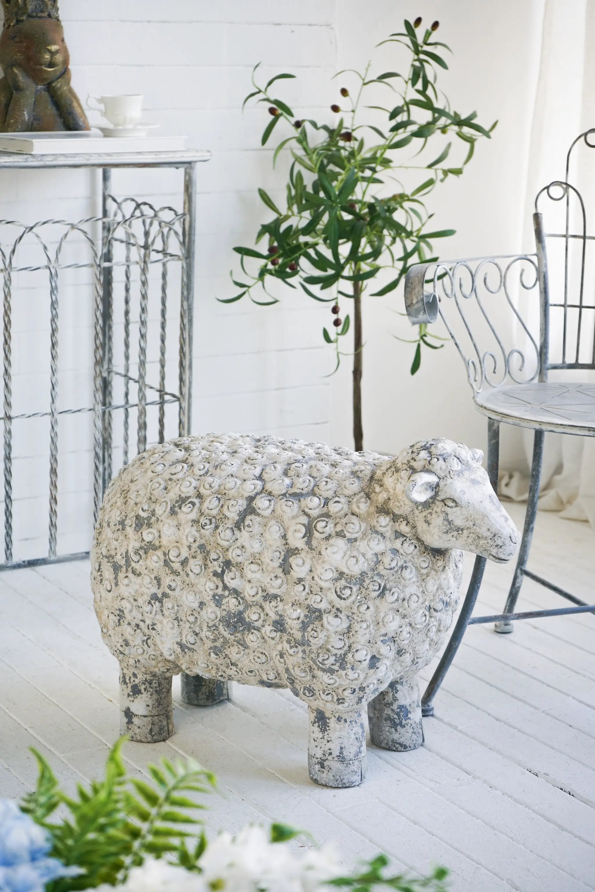 25.5x13x18" Magnesium Sheep Figurine with Weathered Finish by HouseOfZazla